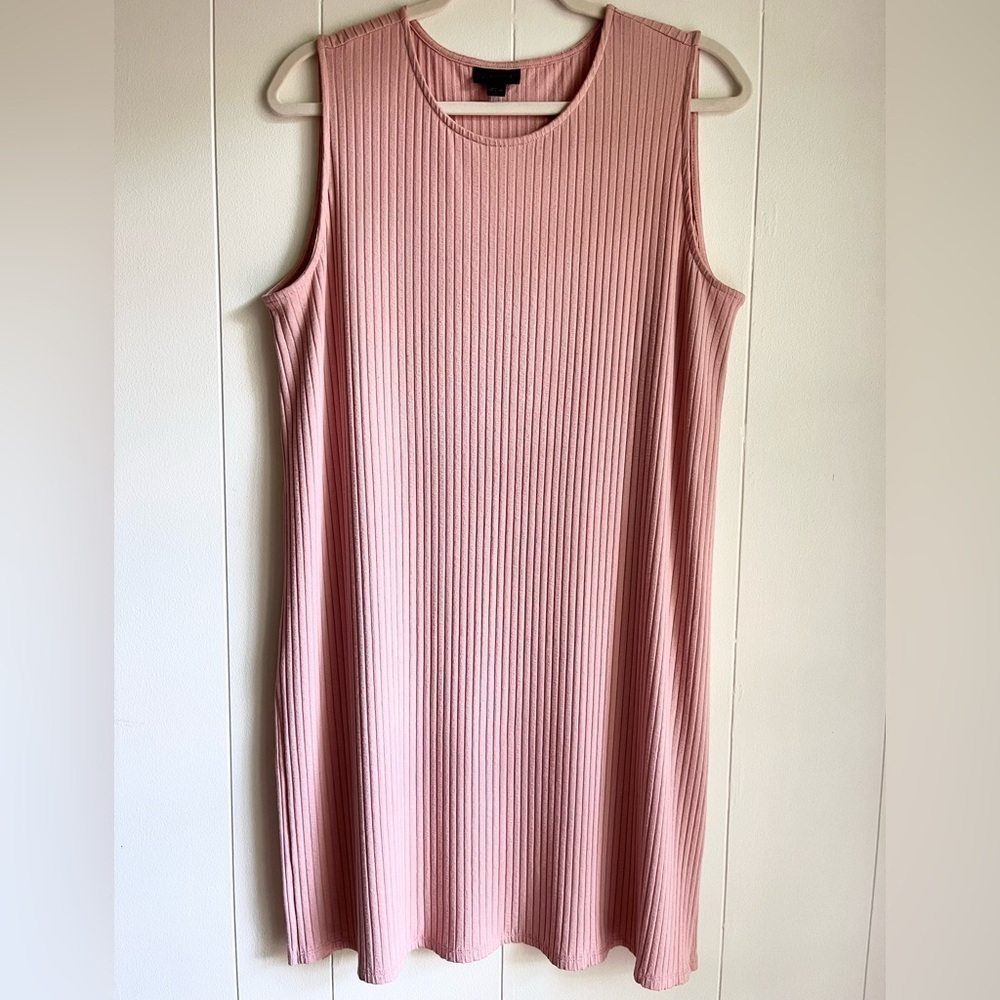 J. Jill Wherever Collection Pink Ribbed Sleeveless Sheath Midi Beach Dress Sz L